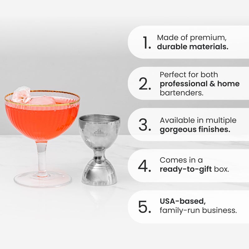 A Bar Above شريط فوق قسط الجرس الوالج مع 10 قياسات بالداخل - المهنية والثقيلة 304 الفولاذ المقاوم للصدأ كوكتيل الوالج المزدوج للسقاية (1 حزمة النحاس العتيقة) - Image 2